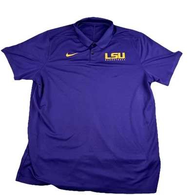 LSU Tigers Basketball Nike Mens Purple Polo Short Sleeve Large SEC Shaq Golf - Image 1 of 4