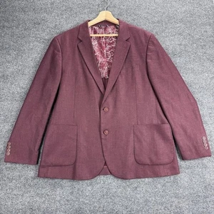 Nautica Sport Coat Mens 48R Burgundy Two Button Notch Lapel Nautical Lining - Picture 1 of 14