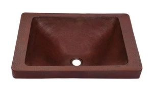 Miseno MNO013NV Antique Artisan 20" Rectangular Copper Drop In Bathroom Sink - Picture 1 of 5