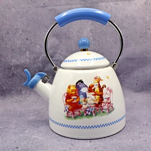Vintage Disney Winnie & Friends Simply Pooh Teekanne Teekessel Emaille pfeifend - Bild 1 von 10