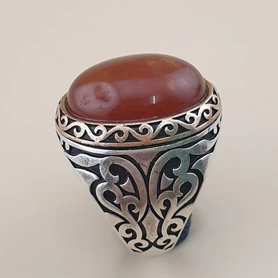 Handcrafted Vintage-Inspired Agate Ring 925 Sterling Silver - Image 1 of 4