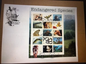 1996 ENDANGERED SPECIES full sheet of 15 FDC JUMBO ArtCraft Cachet ManateeCondor - Picture 1 of 3