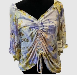 INC NWT Printed Floral Lightweight Shirt Top Tie Front Front S/S Top Sz 2X $59 - Picture 1 of 4