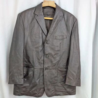 Chaqueta estilo blazer de cuero marrón XL para hombre Foto 1 de 4