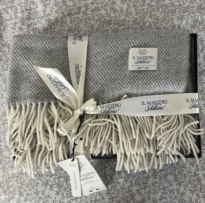 NEW IL Maestro Italian Luxury Home WOOL & CASHMERE throw blanket 50X60 - Image 1 of 4