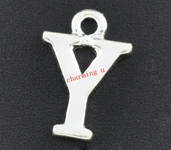 3pz charms ciondoli alfabeto lettera Y color argento 15X10mm - Immagine 1 di 1