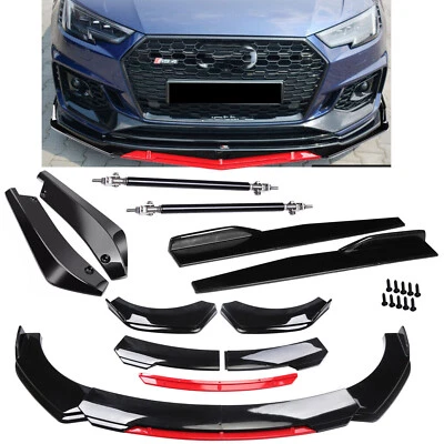 For AUDI A3 A4 A5 Front Rear Bumper Lip Spoiler Splitter Body Kit Side+Skirt - Image 1 of 4