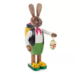 Bunny Rabbit Holding an Easter Egg German Wood Figurine 5.7 Inches Tall - Picture 1 of 5