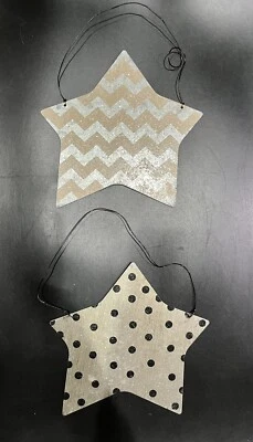 Set 2 Metal Black, Silver, Brown Star Rustic, Country Farmhouse Decor Glittery - Image 1 of 4