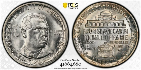 1948 50C Booker T Washington PCGS MS65 Commemorative Half Dollar Silver Coin Cover