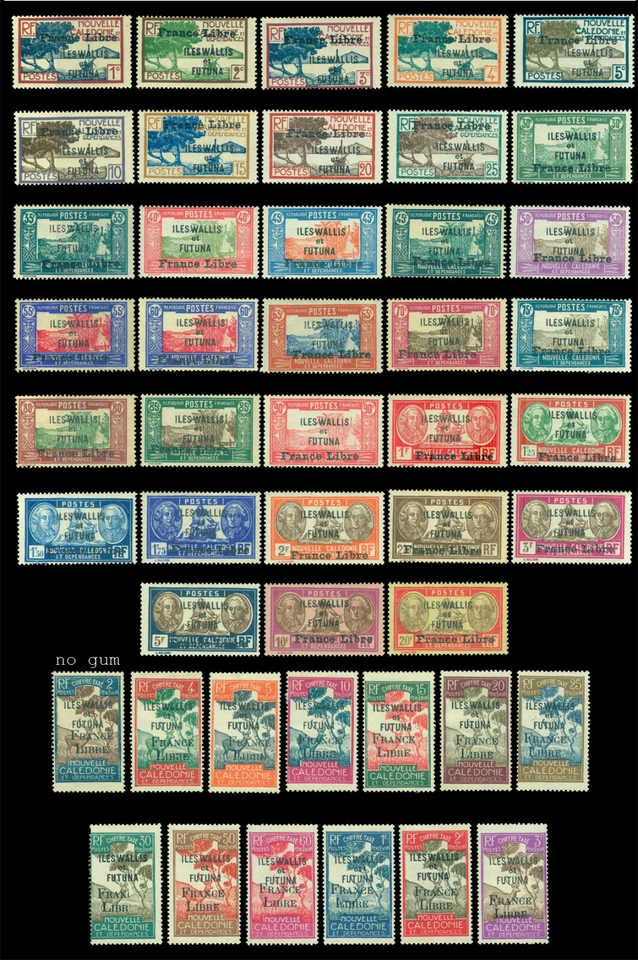 South Pacific - WALLIS & FUTUNA 1941 "FRANCE LIBRE" set Sc 94-126+J24-36 mint MH - Image 1 of 2