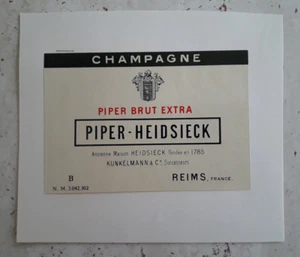 Etichetta da Collezione Originale Vino Vintage Champagne Piper Heidsieck  - Picture 1 of 1
