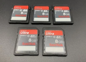 Lot Of 5 SanDisk Ultra 8GB SD SDHC Camera Memory Cards - Tested - Tracked Post - Picture 1 of 2