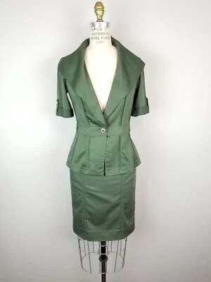 Белый дом черный рынок военного армии зеленый куртка и юбка комплект размер 2 - Изображение 1 из 4