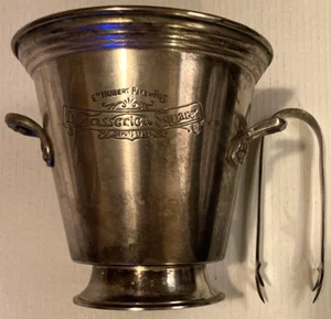 Ice Bucket, Silver Plate, La Brasserie du Square. Elegant Piece with Tongs. DR-0 - Picture 1 of 6