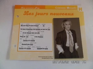 CARTE FICHE PLAISIR DE CHANTER CORINNE HERMES LES JOURS NOUVEAUX - Foto 1 di 1