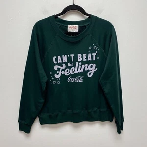 Wildfox Coca Cola Womens Green Crew Cant Beat The Feeling Pullover Sweatshirt S - Picture 1 of 7