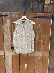 Primark Sleeveless Blouse Top Beige Black Leopard Print Classic Casual Light 16 - Picture 1 of 11
