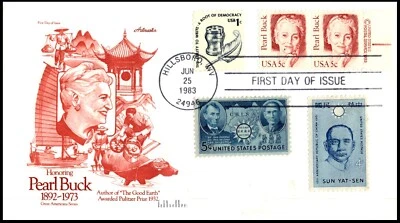 1848 Pearl Buck FDC, Art Master Cachet, Combo, UA, OF, POF. - Image 1 of 3