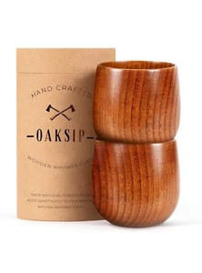 2XOaksip Original Wooden Bourbon Glasses - Perfect Gift for Men 2 Pack - Bild 1 von 6
