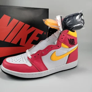 Jordan Para Hombre 1 Retro Alto OG Luz Fusión Rojo Zapatos Rojo/Blanco/Naranja TALLA 9 NUEVOS - Imagen 1 de 12