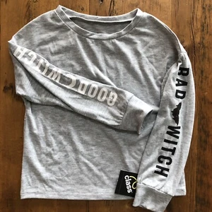 NEW Good Witch Bad Witch Halloween T Shirt Girls Size XS 4/5 Gray Long Sleeves - Picture 1 of 8