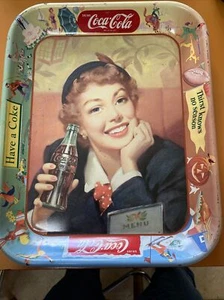 Vintage 1953 Coca Cola Menu Girl Thirst Knows No Season Advertising Tray - Picture 1 of 9