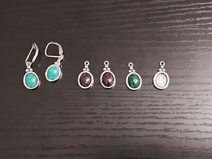 Vintage Sterling Silver Carolyn Pollack Interchangeable Pendant Dangle Earrings - Picture 1 of 12