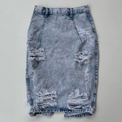 Falda vaquera One Teaspoon para mujer talla 24/2 US FreeLove azul envejecido de fábrica Foto 1 de 4