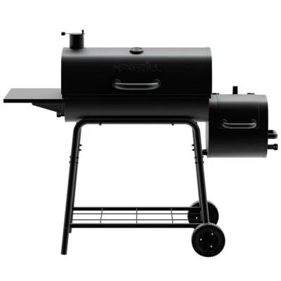 29 in. Parrilla/fumador de carbón de barril de acero negro ahumador horizontal Foto 1 de 4