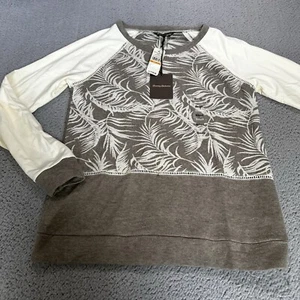 Tommy Bahama Damenhemdbluse cremefarben taupe Blätter Größe Small neu mit Etikett - Bild 1 von 13