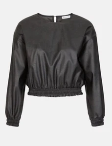 Warehouse Faux Leather Elastic Hem Top In Black. BNWT. RRP £55 UK 8. - Picture 1 of 6