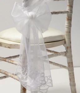 Fajas de Velo Lux Bordadas Blancas/Corredores de Mesa Silla de Boda Decoración Eventos - Imagen 1 de 3