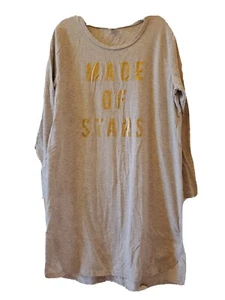 Old Navy Nightshirt Long Sleeve Gray Gold "Made Of Stars" Womens Sz L Comfort - Picture 1 of 6