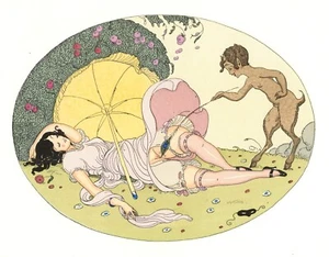 ❤️ 1921 Gerda Wegener Original Druck Aquarell mit Schablone Kuriosität Art Deco - Bild 1 von 2