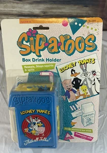 VTG 90s Looney Toons SIP-a-ROOS BOX DRINK HOLDER by TOYMAX bugs bunny - Picture 1 of 24