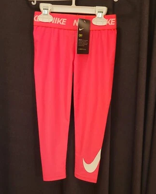 NWT GIRLS NIKE RACER PINK SIZE 4 DRI-FIT LEGGINGS - Image 1 of 3