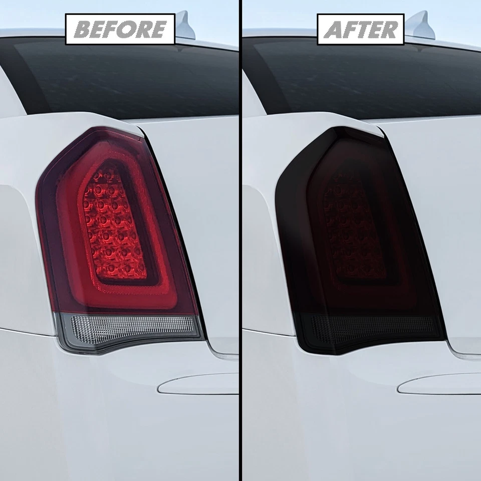 FOR 2015-2023 Chrysler 300 Tail Light SMOKE Precut Vinyl Tint Overlays - Image 1 of 4