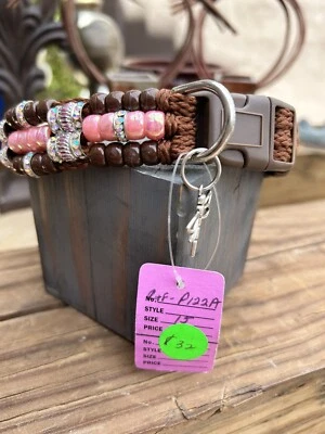 Новый сделанный на заказ вручную, 15-дюймовый собачий ошейник блестящий розовый с мотивом стрекозы - Изображение 1 из 4