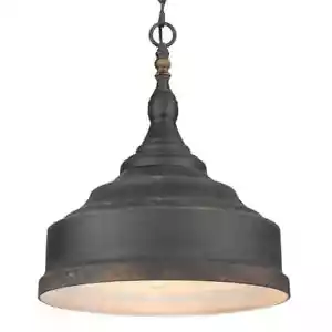 Golden Lighting Keating 3- Light Antique Black Iron Pendant Light - Picture 1 of 8