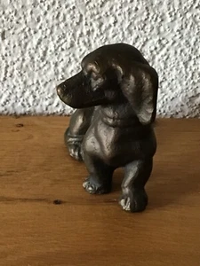 Dackel Hund aus nicht magnetischem Metall Bronzeguss? Bronze? 8 x 8 cm, 810 g - Bild 1 von 7