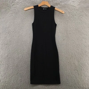 Abito tubino Zara donna S nero a costine maglia girocollo testurizzato bodycon senza maniche - Foto 1 di 16
