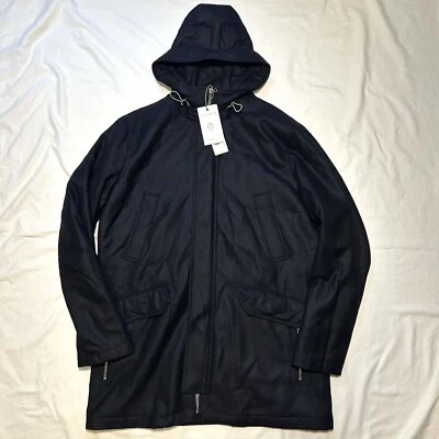 NWT Eleventy Wool and Cashmere Hooded Coat - Size 2XL - Blue - 979SP0091 - Italy - Image 1 of 4