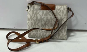 Michael Kors Shoulder Bag S70 Beige Signature Mk Pattern Logo - Picture 1 of 7