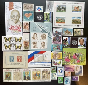Vintage Stamps 20+ Lot  Variety Collection some postmarked some souvenir sheets - Picture 1 of 5