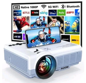 NEW Fudoni Spare-P1 1080p Full HD Video Projector 5G/WiFi Home Bluetooth Theater - Picture 1 of 9
