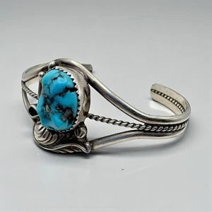 Vintage Sterling Silver Turquoise Cuff Bracelet Signed E. Spencer 925 Southwest - Picture 1 of 13