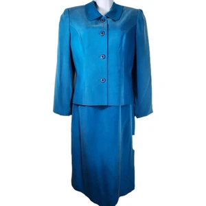 Shomi by William Shor 100% Silk Suit Sz 10P Jacket Dress Nubbed/Smooth NWT $200  - Picture 1 of 24