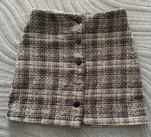 Minifalda vintage Rev Up para jóvenes talla 3 marrón tweed a cuadros Academia City Preppy - Imagen 1 de 7