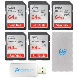 SanDisk 64GB SD Card 5 Pack SD Ultra UHS-I Class 10 (SDSDUNB-064G-GN6IN) Bund... - Picture 1 of 7